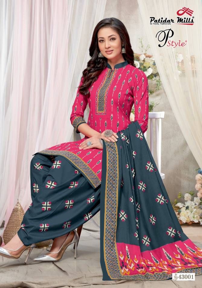 Patidar P Style 43 Latest Fancy Regular Wear Designer Printed Pure Cotton  Dress Material Collection 

